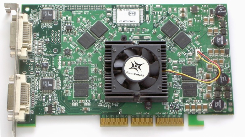 A Matrox Parhelia graphics card on a white background.