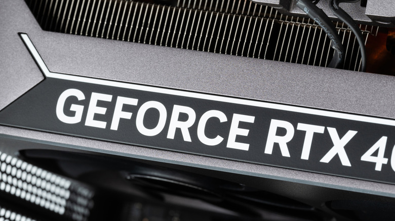 A GeForce 40-series card in a PC.