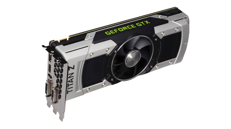 A GeForce GTX Titan Z isolated on a white background.