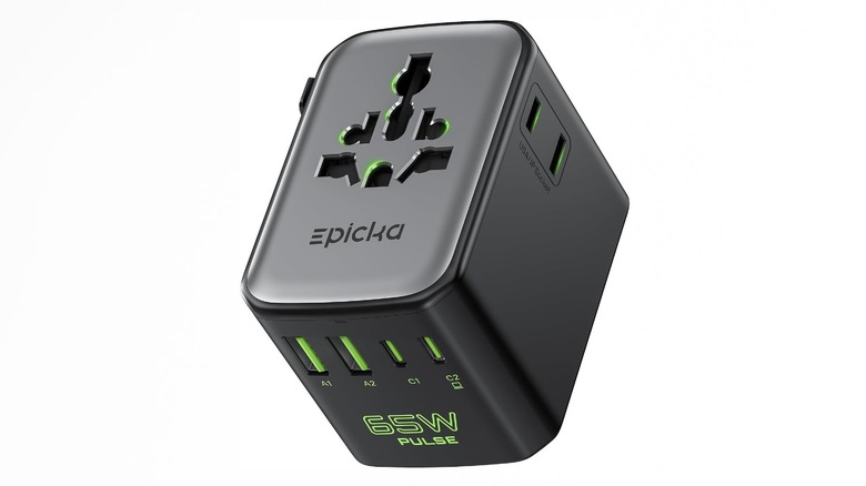 Epicka Pulse Duo 65W Universal Travel Adapter against a white background