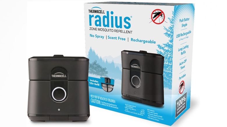 Thermacell Radius Zone Mosquito Repellent product and box against a white background