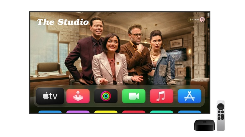 Apple TV Home Screen on tvOS 26 highlighting The Studio TV show