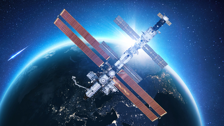 The International Space Station against the backdrop of earth