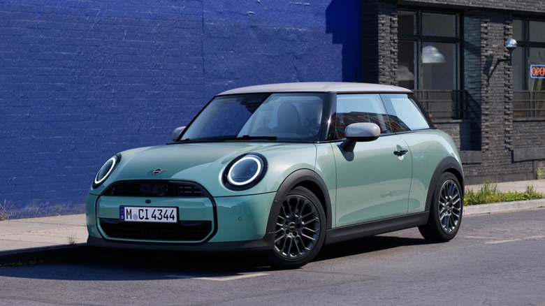 Mini Cooper Electric parked on a city street