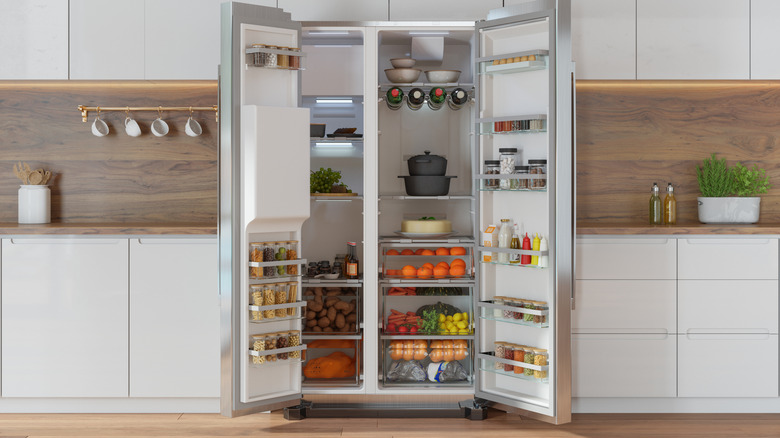 Refrigerator with doors open