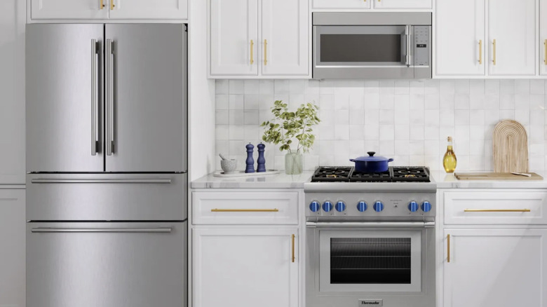Thermador French-door style refrigerator in a stylish kitchen