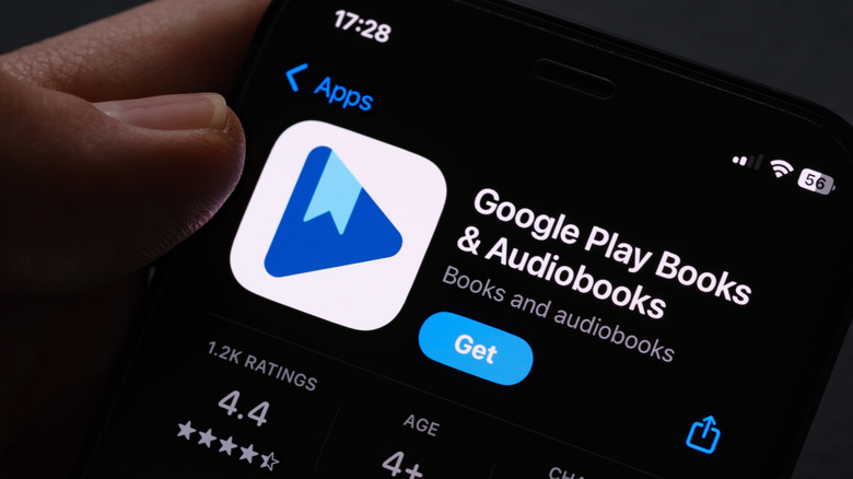 The Google Play Books & Audiobooks page on the App Store, shown on an iOS device