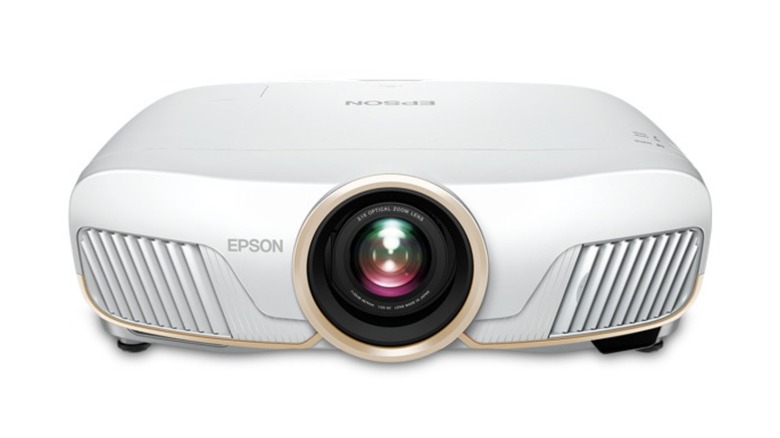 The Epson Home Cinema 5050UB with a white background