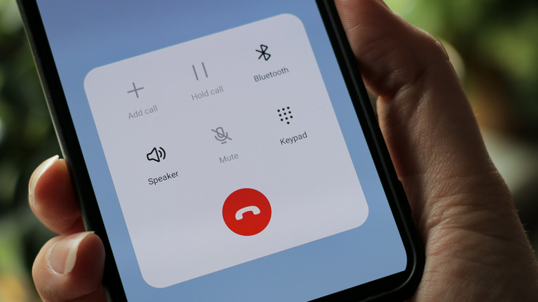 An ongoing call on a phone screen