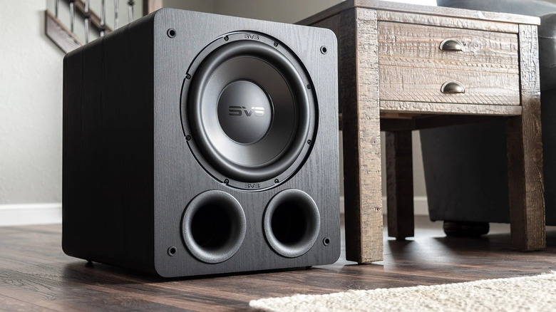 The SVS PB-3000 next to a small table