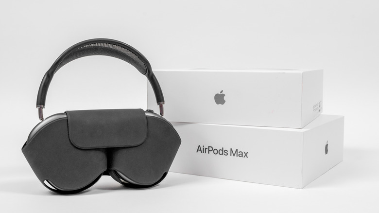 Apple AirPods Max space gray wireless headphones inside its case