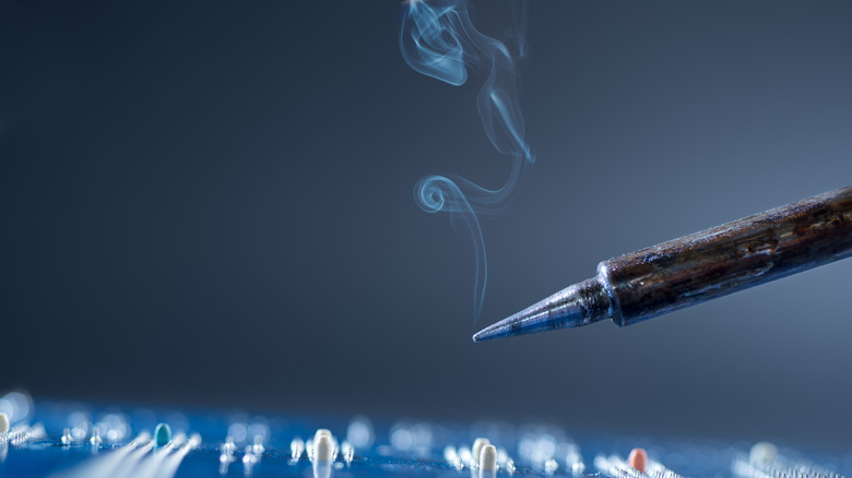 Soldering iron tip smoking