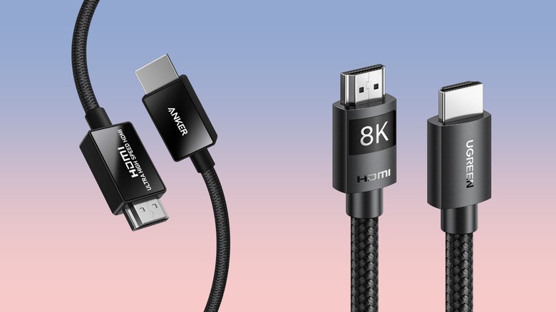 A combination photo showing Anker and Ugreen HDMI 2.1 cables