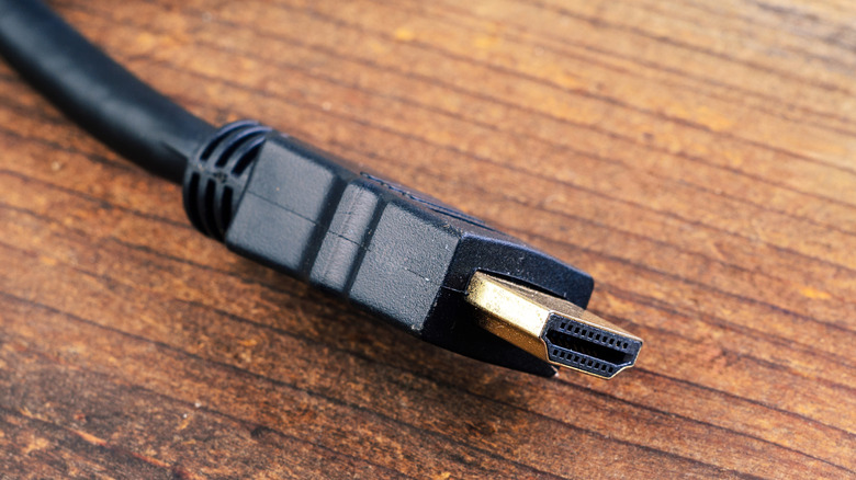 Close up of the end of an HDMI cable