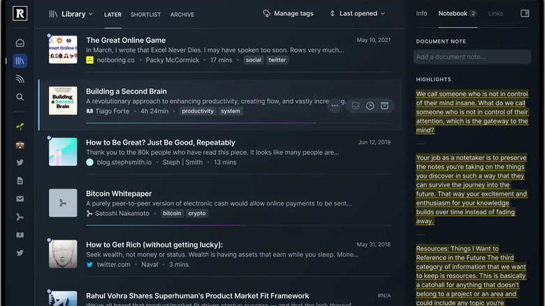 Screenshot of Readwise Reader showing feed