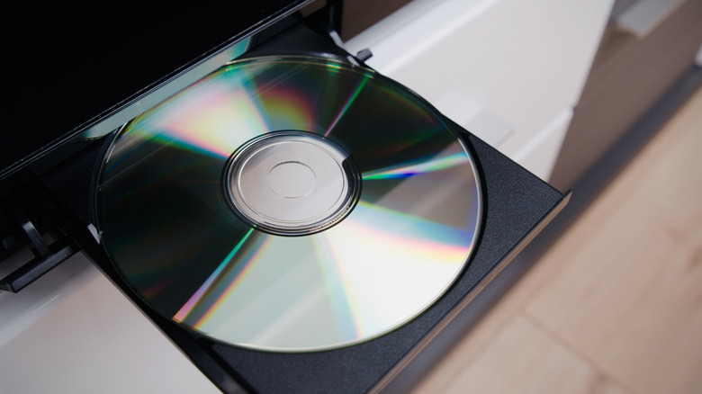 A DVD in a disc player.