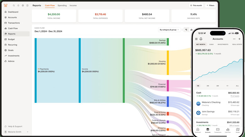 The Monarch Money app depicted on a laptop and iPhone screen