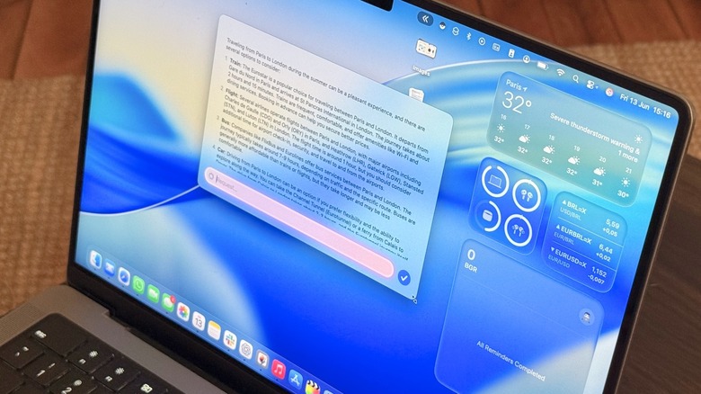 A MacBook running an Apple Intelligence-powered chatbot on macOS Tahoe