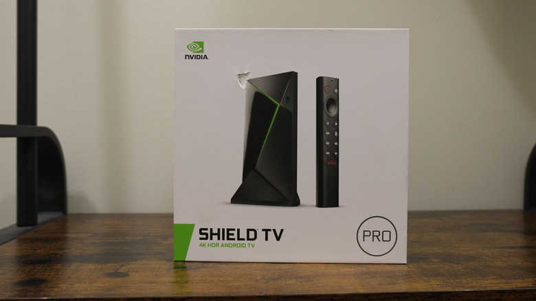 The box for the Nvidia Shield TV Pro.