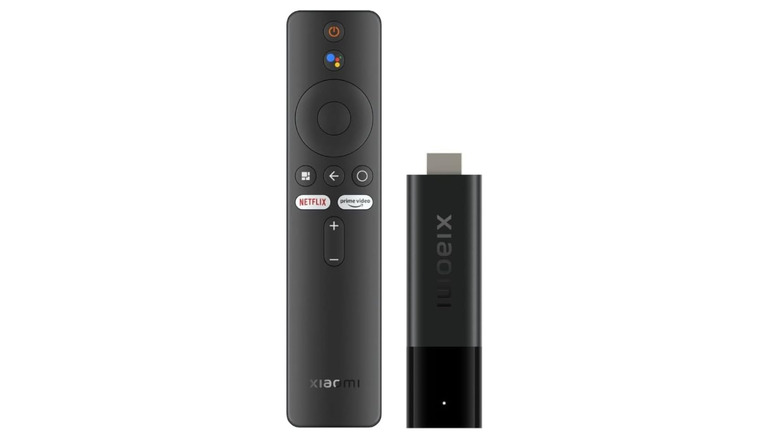 Xiaomi Mi Stick 4K and remote shown on a white background.