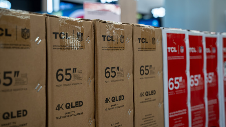 TCL TV boxes stacked against each other