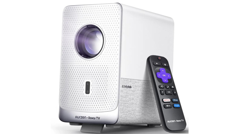 The Aurzen EAZZE D1R Cube Roku TV Smart Projector.