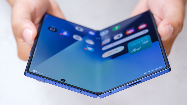 The Samsung Galaxy Z Fold7 unfolding in hand