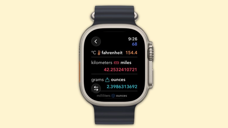Morpho Converter on Apple Watch can show several conversions for a specific number