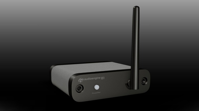Audioengine B1 Next Gen on a black to white gradient background