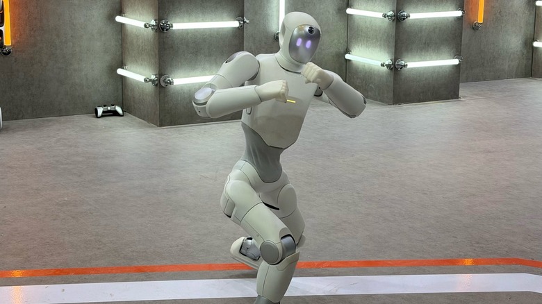 Humanoid robot showing its martial arts capabilities