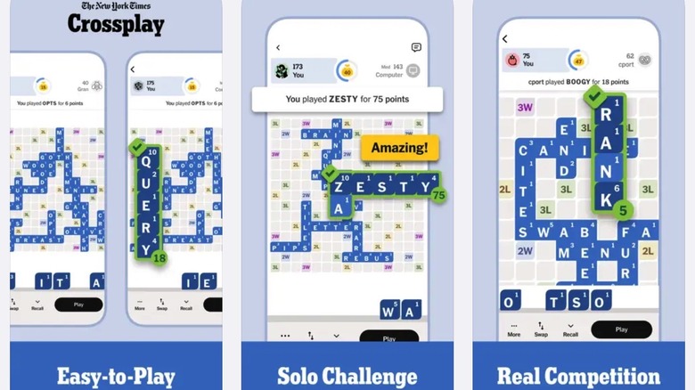 Screenshots from the Crossplay iOS app.