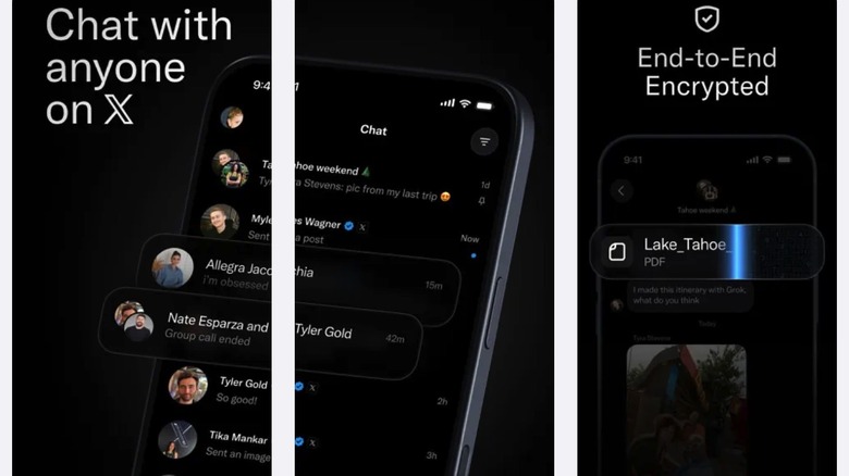 Screenshots from the XChat iOS app.
