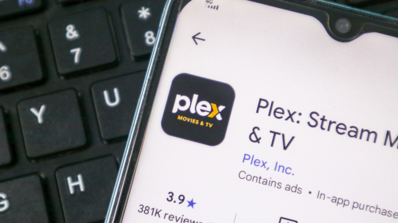 The Plex app screen shown on a phone on the app store