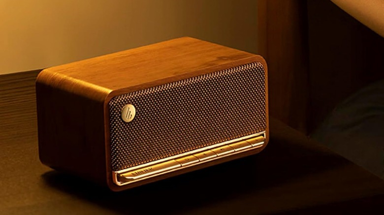 The Edifier MP230 on a bedside table.