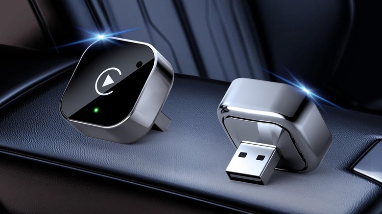 Shrandi 2-in-1 Wireless Adapter on a leatherette surface