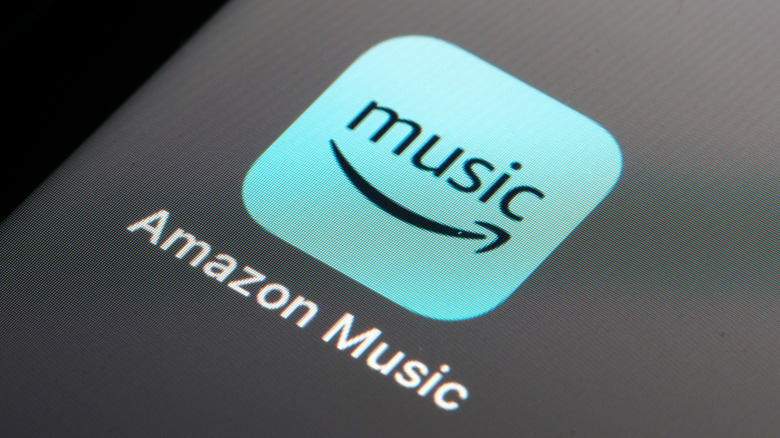 Amazon Music app icon shown in close-up on a smartphone screen.