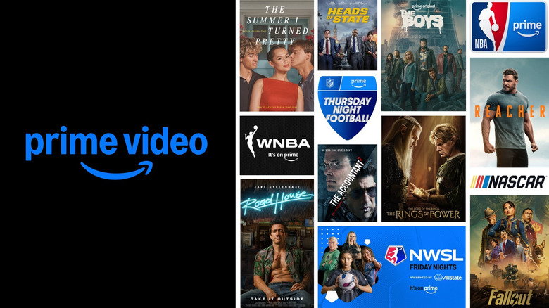 Prime Video logo alongside a collection of movies, TV shows, and live sports available on the service.