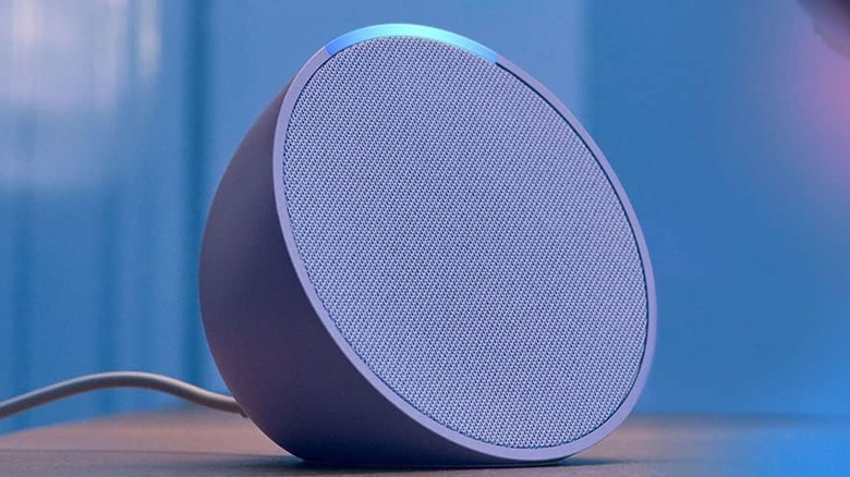 An Amazon Echo Pop smart speaker.