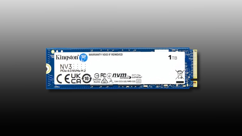 Kingston NV3 1TB M.2 SSD on a black to white gradient background