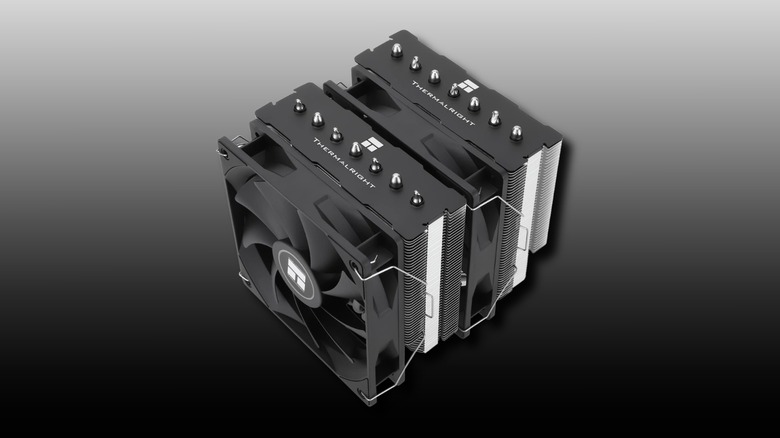 Thermalright Phantom Spirit 120 SE top side view on a black to white gradient background