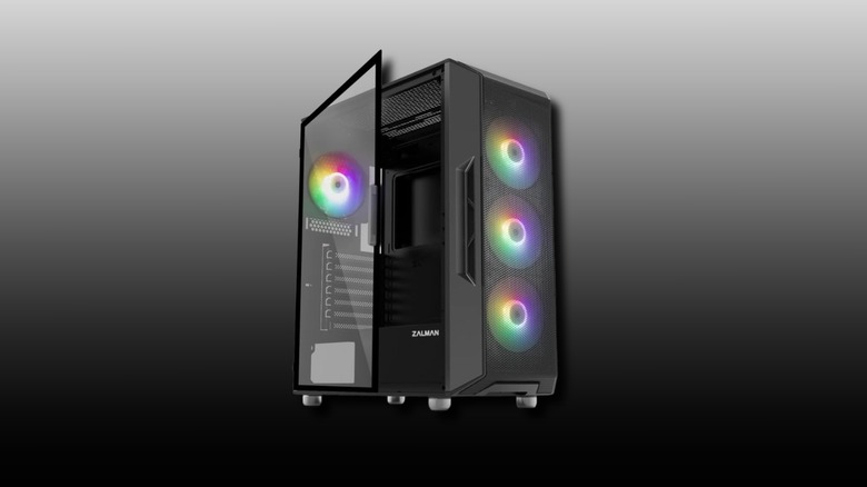 Zalman i3 NEO ATX Mid Tower PC Case on a black and white graidient background