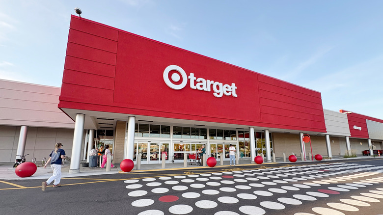 The main entrance and crosswalk of a Target store