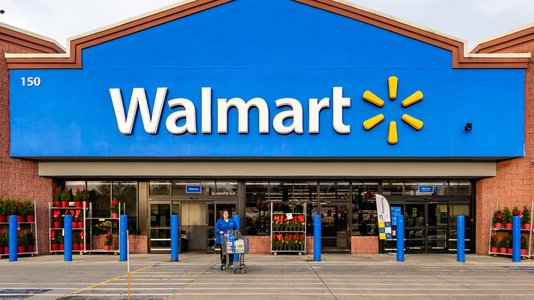 The main entrance of a Walmart store