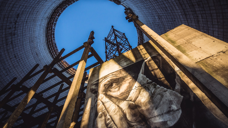 Graffiti inside Chernobyl cooling tower