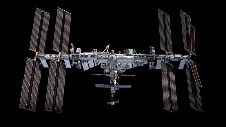 The international space station orbiting Earth