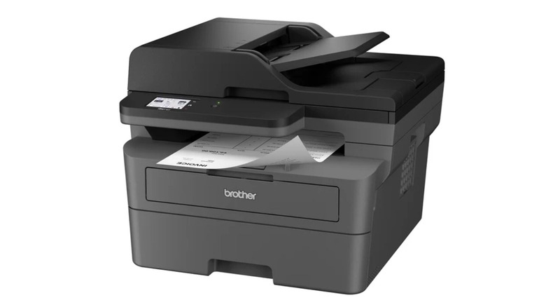 The Brother MFC-L2807DW Wireless Compact Monochrome AIO Laser Printer on a white background.