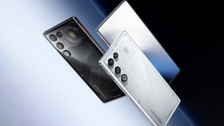 A product render of the RedMagic Air 11 phone with its different color options