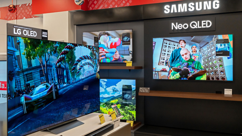 Various OLED displays in a retail setting