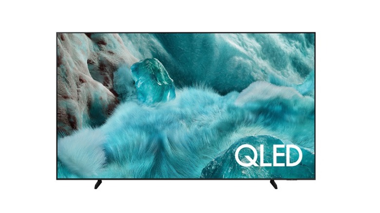 Natural landscape wallpaper on a QLED TV screen