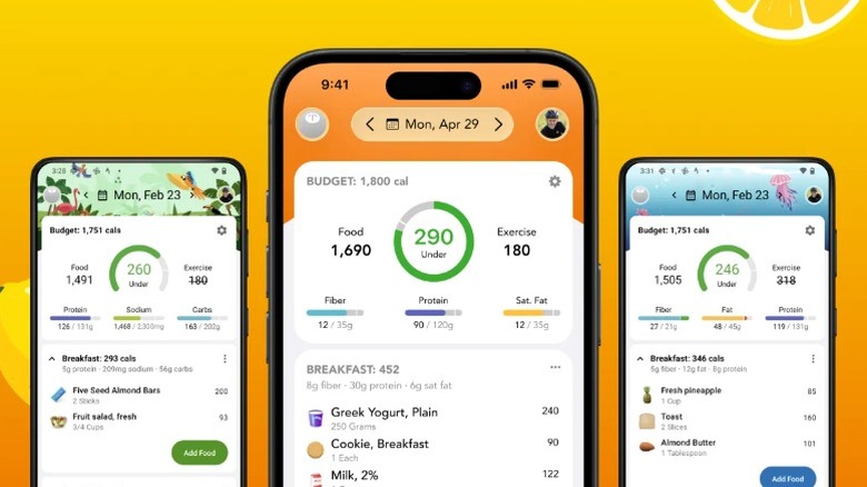 Screenshots of the Lose It app on iPhone and Android showing the home screen.